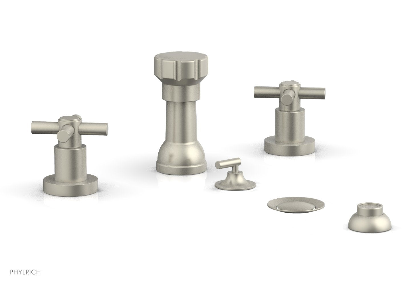 Phylrich BASIC Four Hole Bidet Set - Tubular Cross Handles