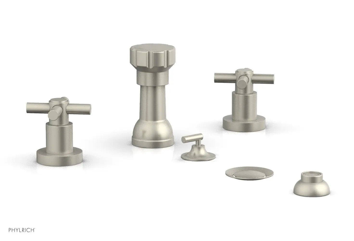 Phylrich BASIC Four Hole Bidet Set - Tubular Cross Handles by Phylrich