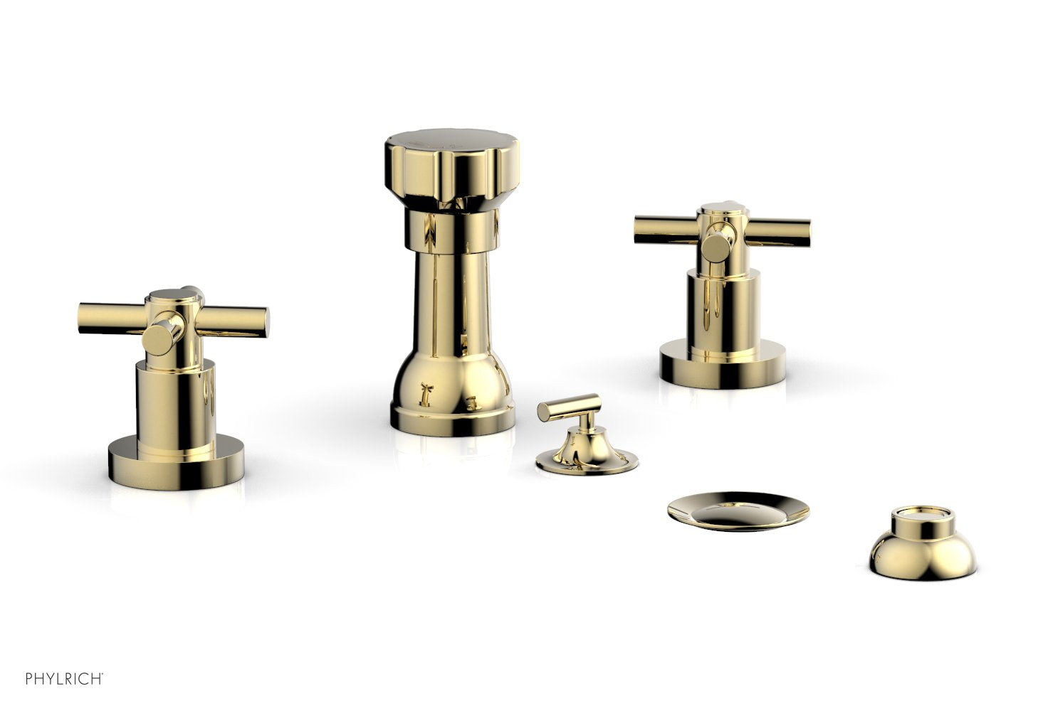 Phylrich BASIC Four Hole Bidet Set - Tubular Cross Handles