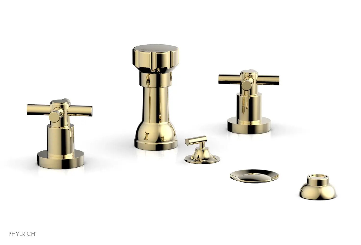 Phylrich BASIC Four Hole Bidet Set - Tubular Cross Handles by Phylrich