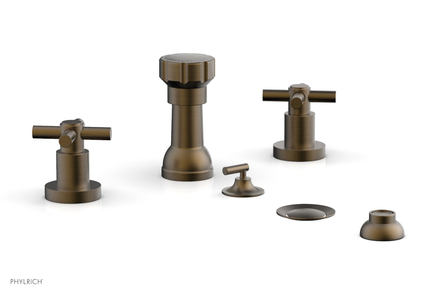 Phylrich BASIC Four Hole Bidet Set - Tubular Cross Handles