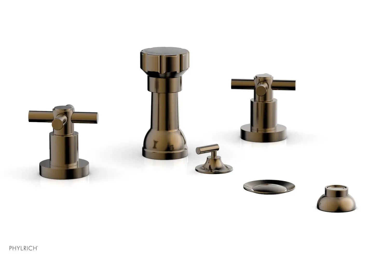 Phylrich BASIC Four Hole Bidet Set - Tubular Cross Handles by Phylrich
