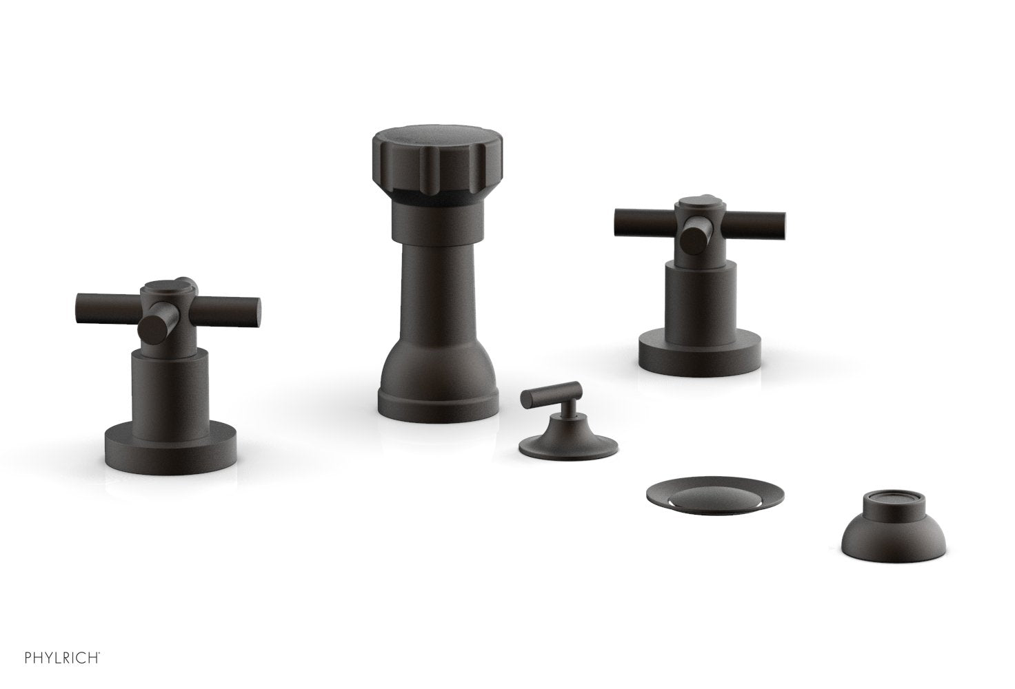 Phylrich BASIC Four Hole Bidet Set - Tubular Cross Handles