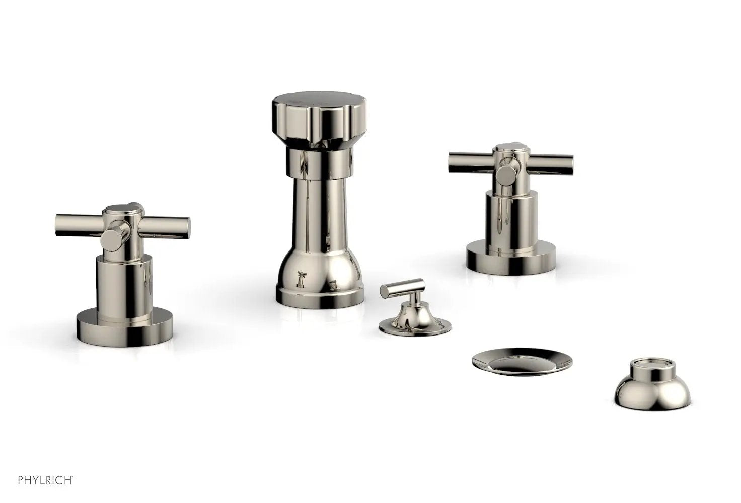 Phylrich BASIC Four Hole Bidet Set - Tubular Cross Handles by Phylrich