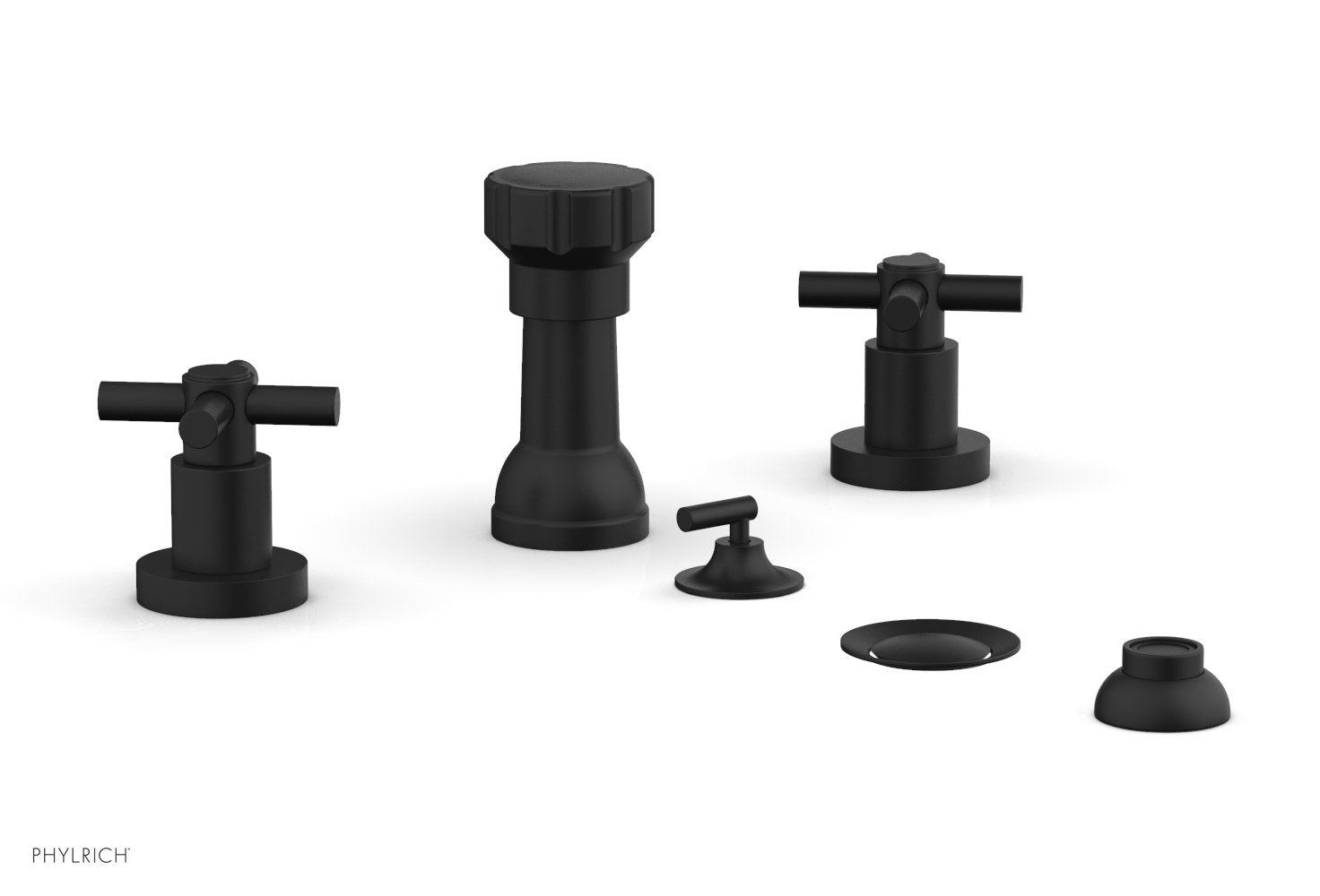 Phylrich BASIC Four Hole Bidet Set - Tubular Cross Handles