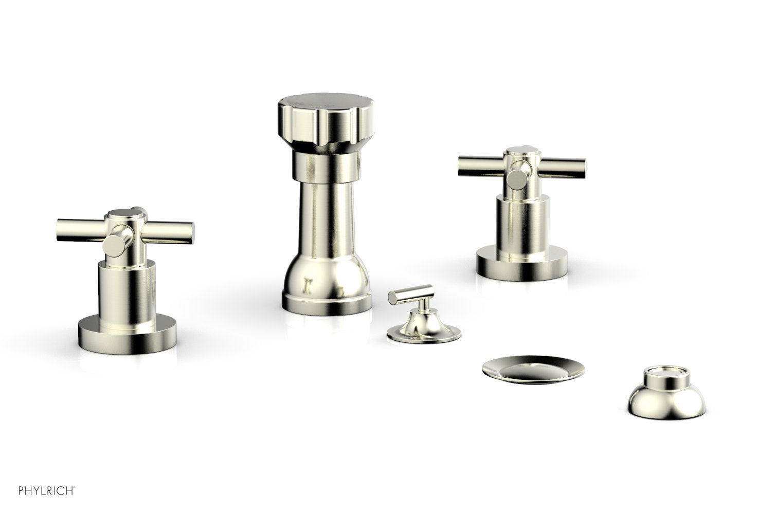 Phylrich BASIC Four Hole Bidet Set - Tubular Cross Handles