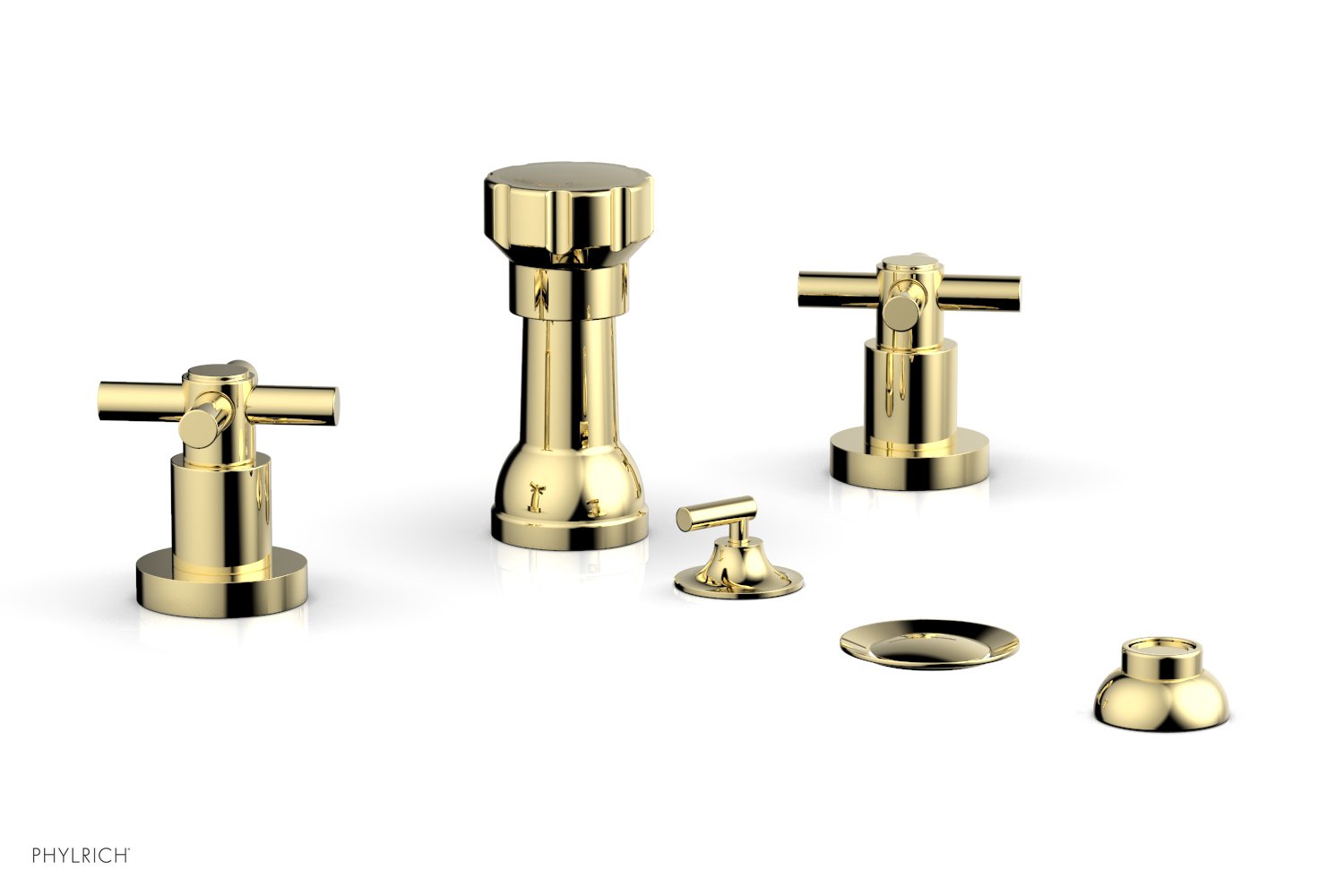 Phylrich BASIC Four Hole Bidet Set - Tubular Cross Handles