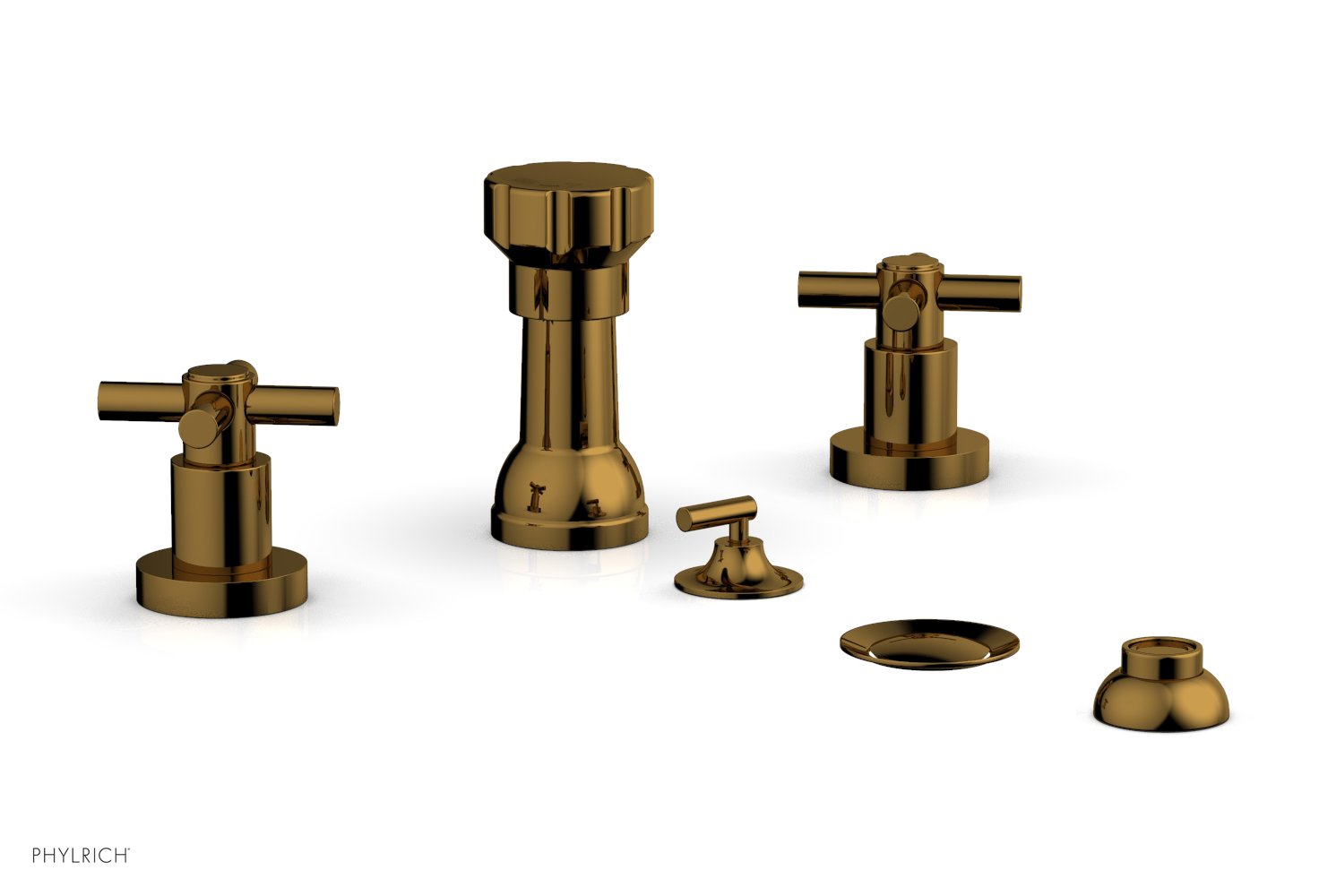 Phylrich BASIC Four Hole Bidet Set - Tubular Cross Handles