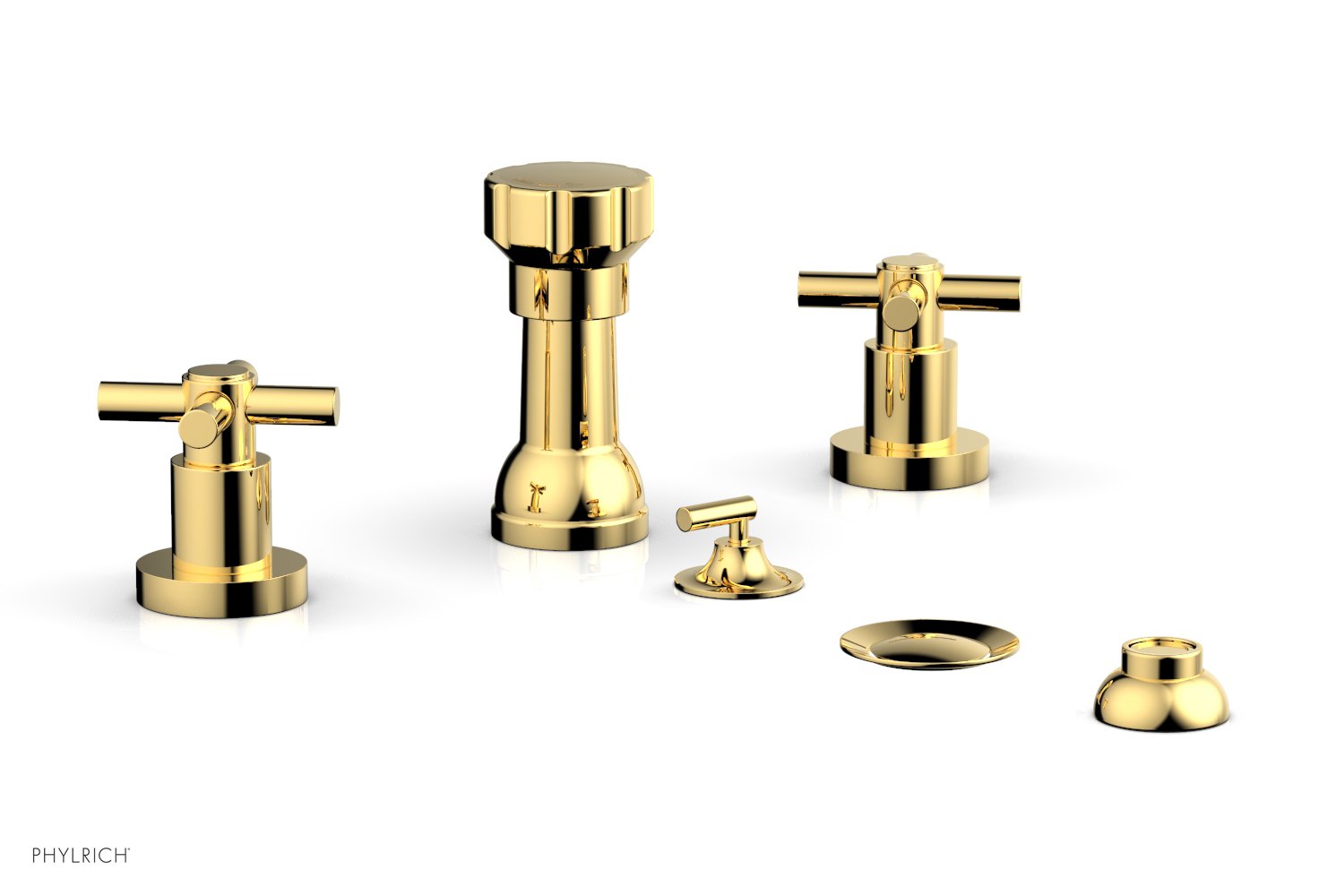 Phylrich BASIC Four Hole Bidet Set - Tubular Cross Handles