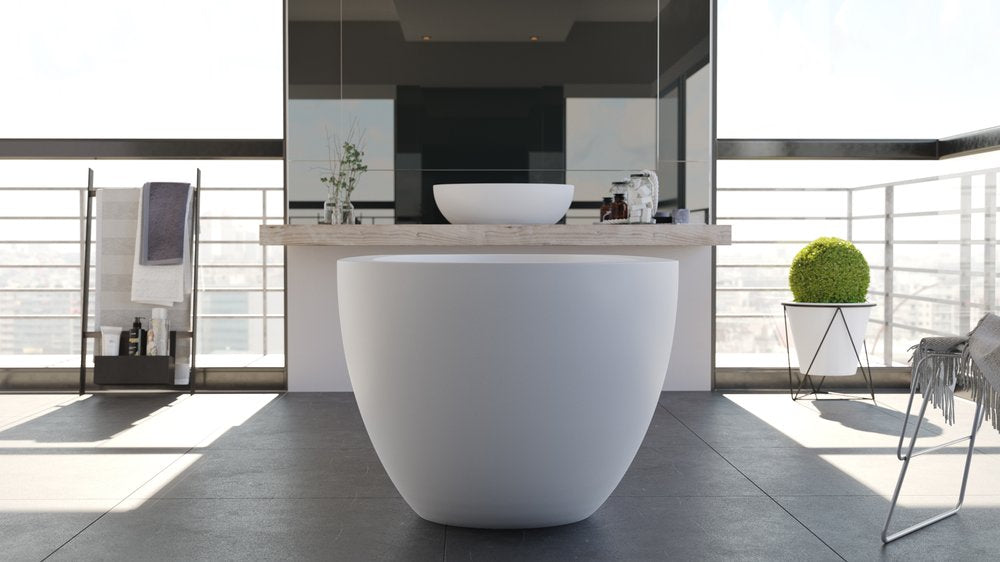 white freestanding bathtub