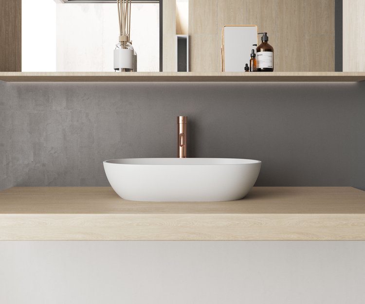 white vessel sink