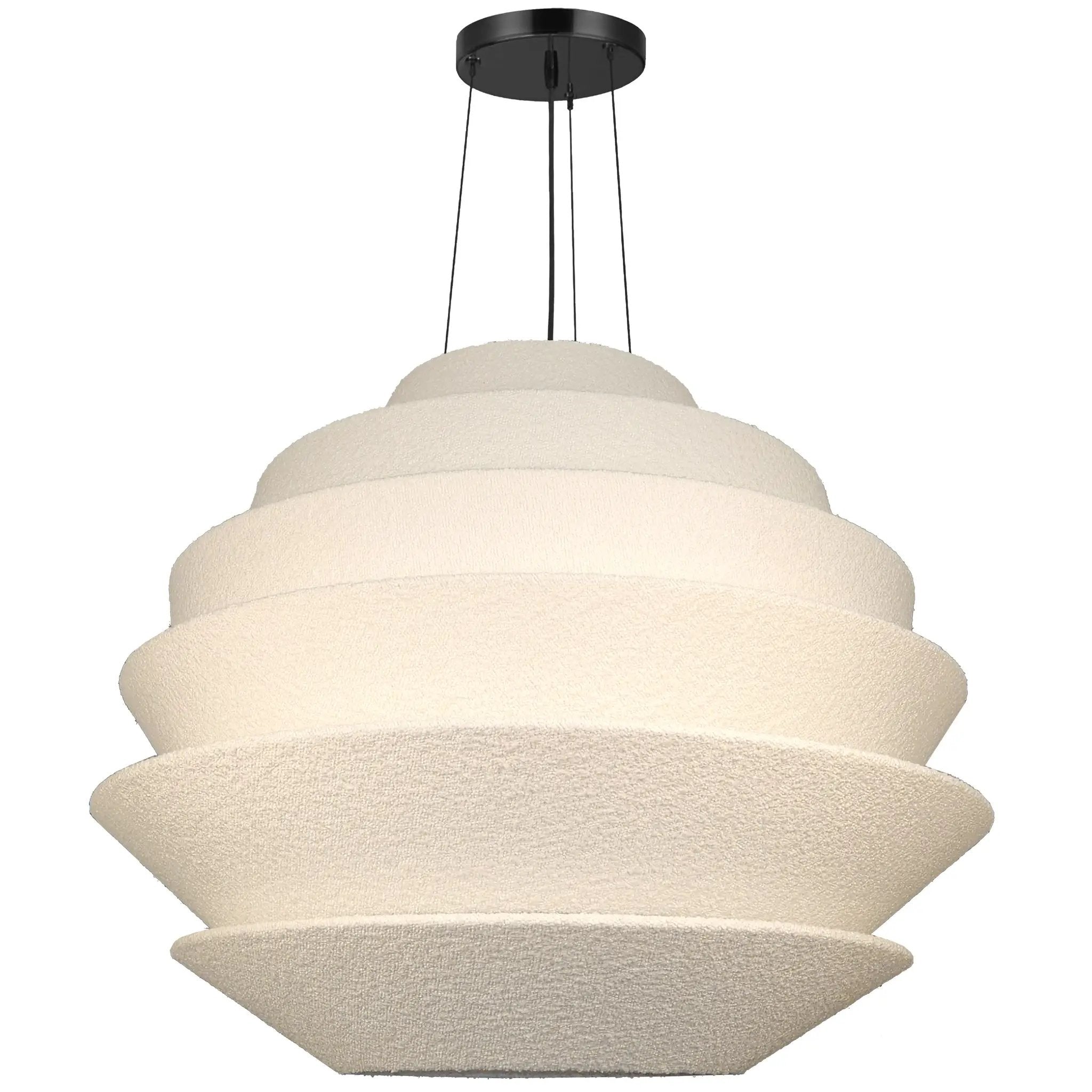Dainolite 9 Light Incandescent Pendant Light with White Boucle Fabric Shade by Dainolite
