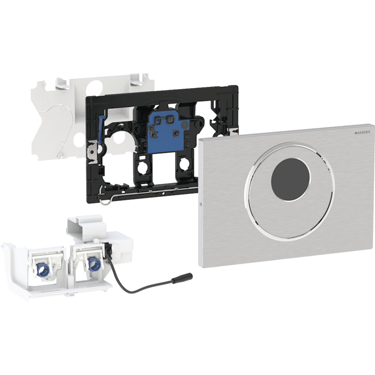 Geberit Toilet Flush Control with Electronic Flush Actuation, Mains Operation, Dual Flush and Sigma 10 Actuator Plate Automatic/Touchless/Manual by Geberit