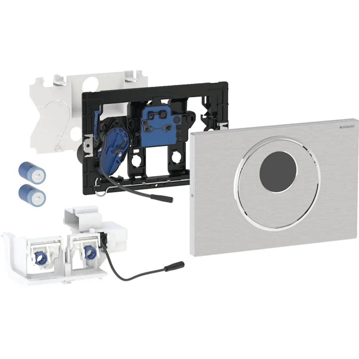 Geberit Toilet Flush Control with Electronic Flush Actuation, Battery Operation, Dual Flush and Sigma 10 Actuator Plate Automatic/Touchless/Manual by Geberit