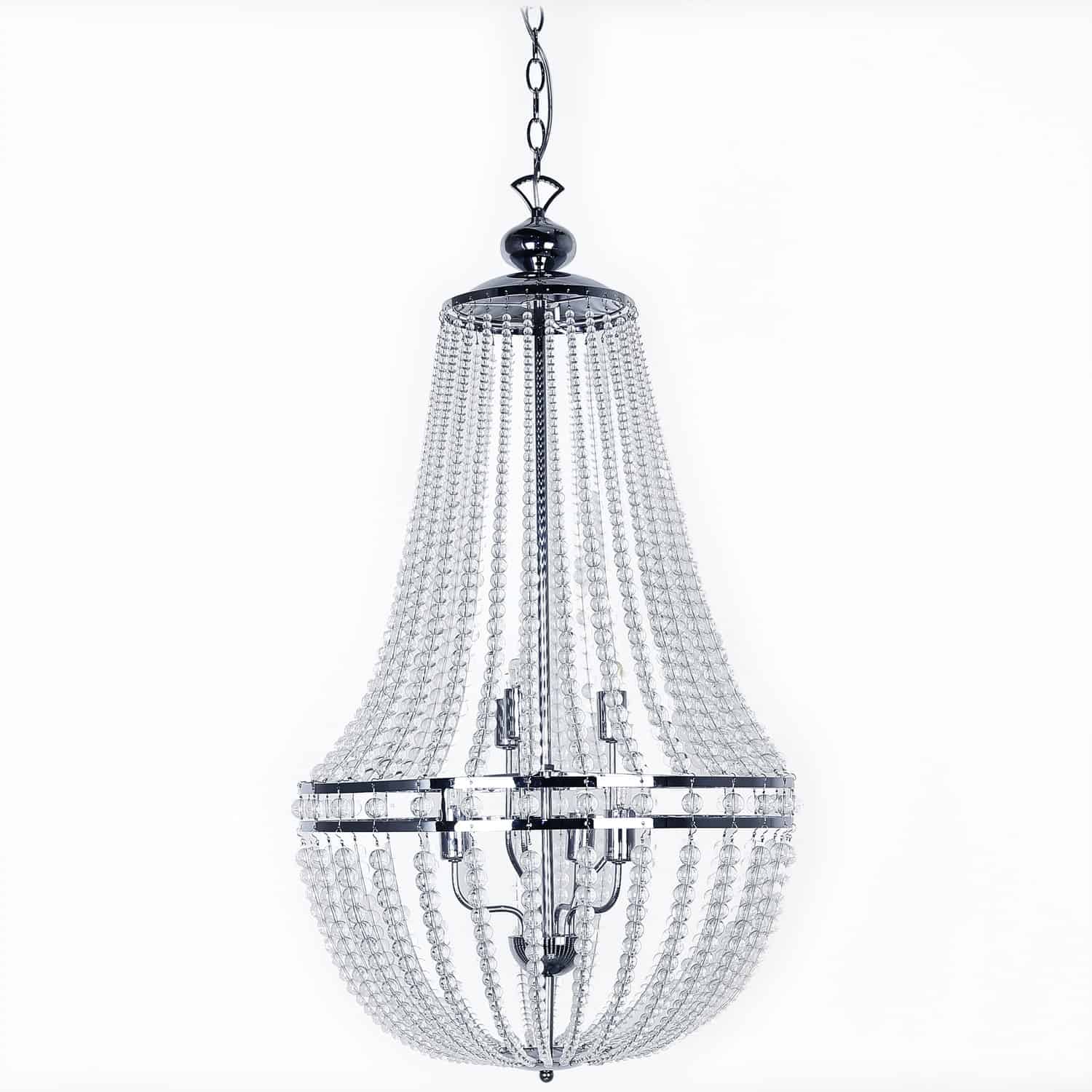 polished chrome with clear glass beads chandeliers