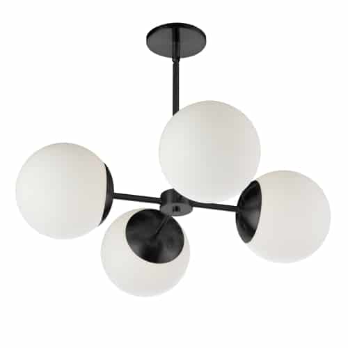 Dainolite 4 Light Halogen Chandelier with White Glass