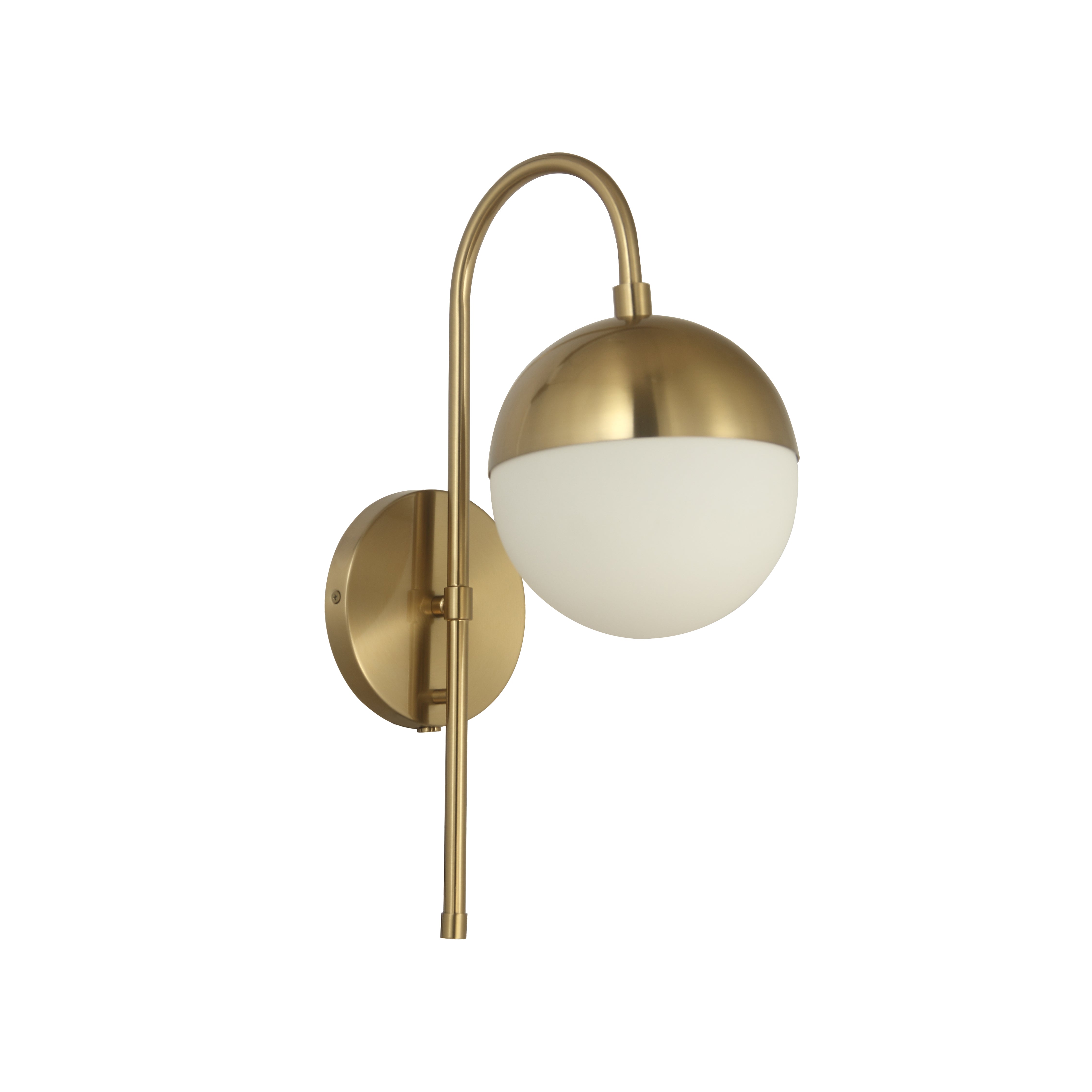 Dainolite 1 Light Halogen Sconce, Antique Brass with White Glass, Hardwire and Plug-In