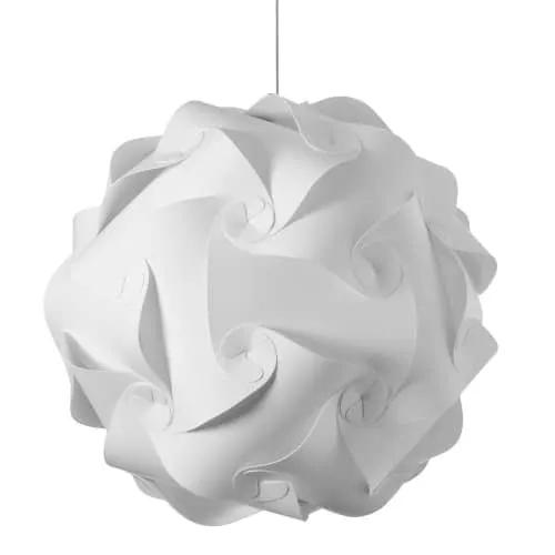polished chrome and white fabric pendants