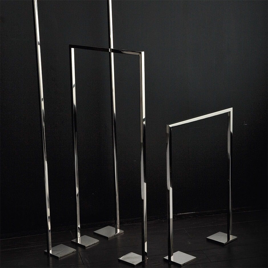 polished stainless steel towel stand
