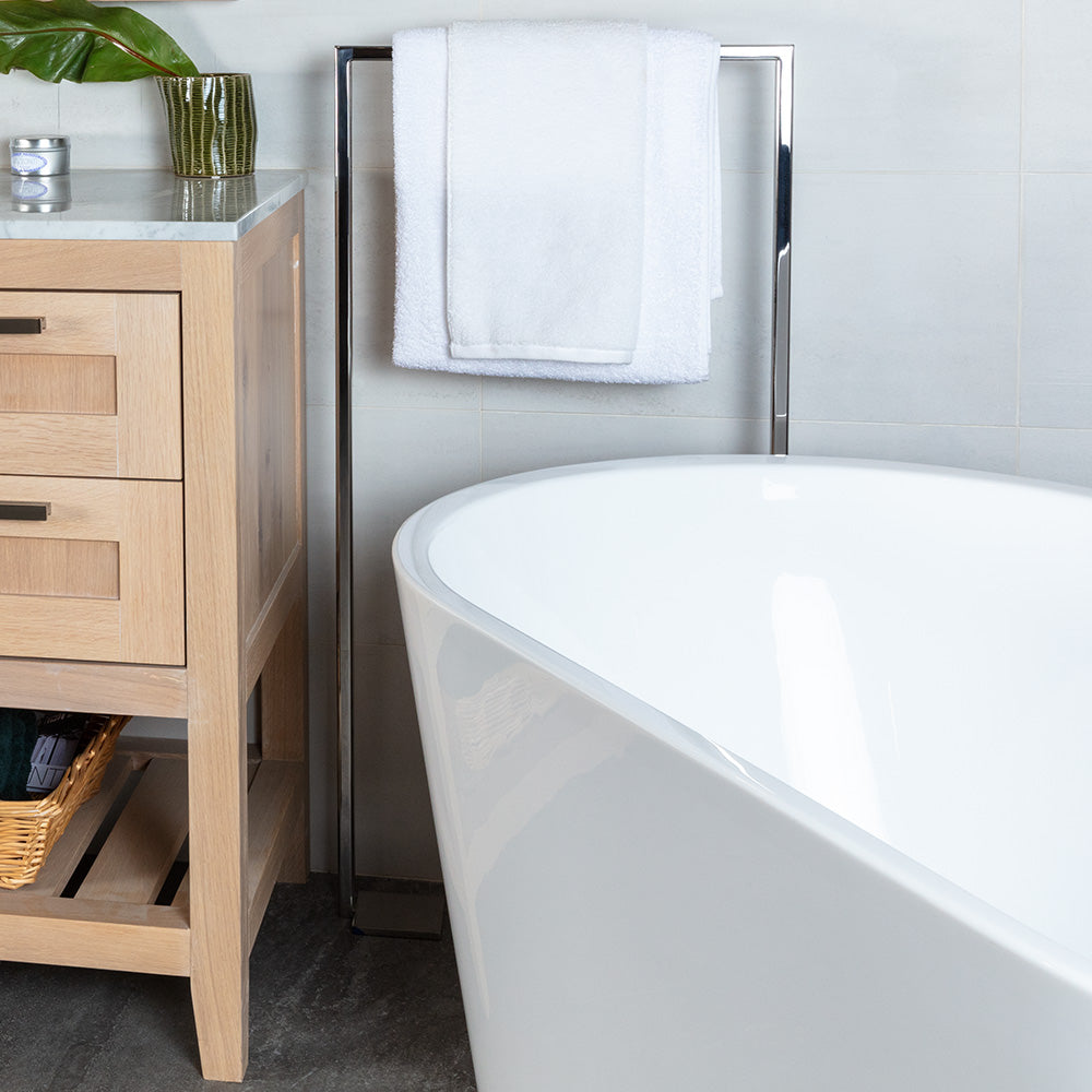 polished stainless steel towel stand