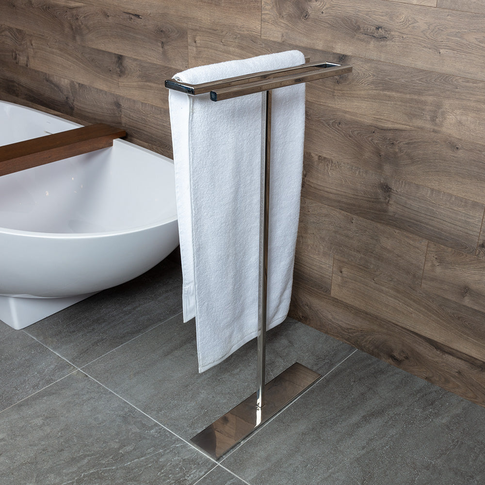polished stainless steel towel stand
