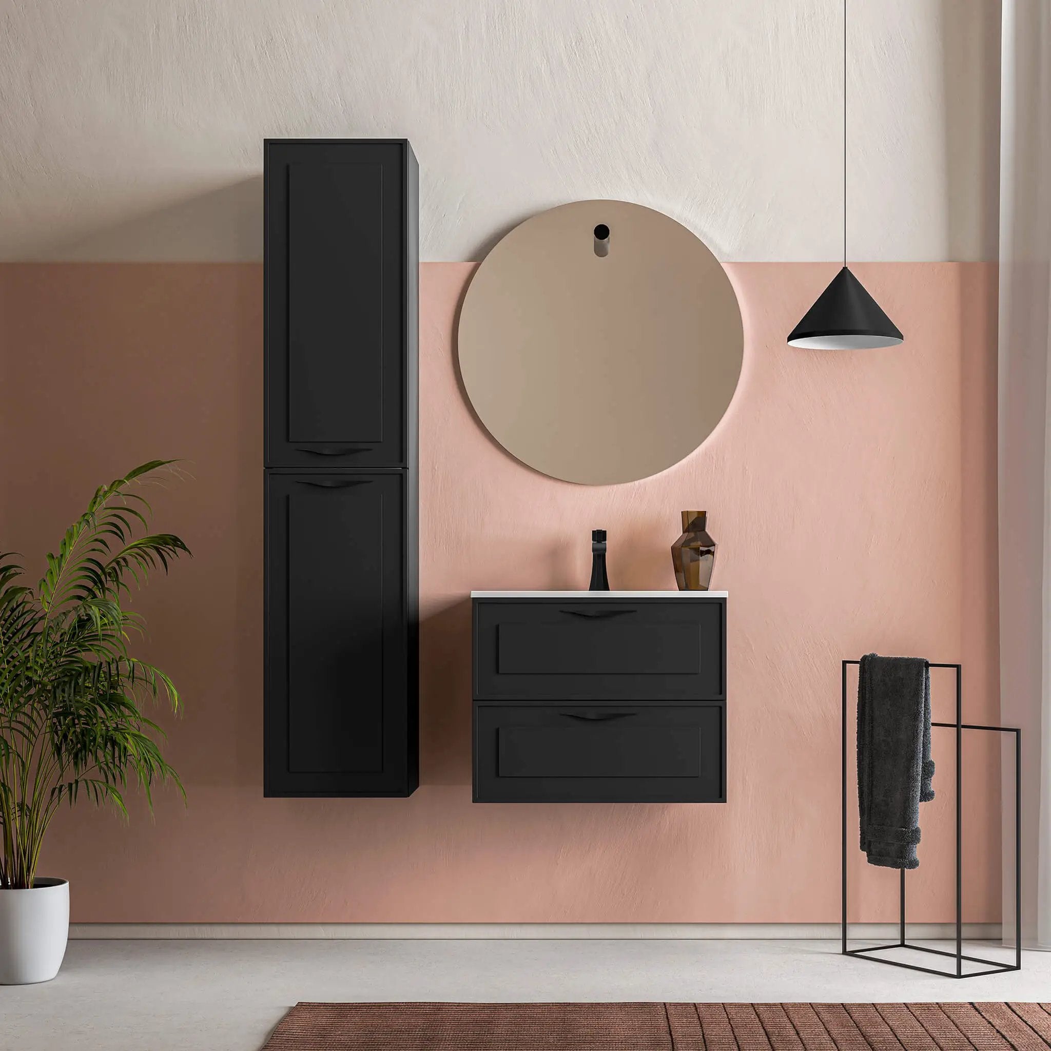 black matte vanity