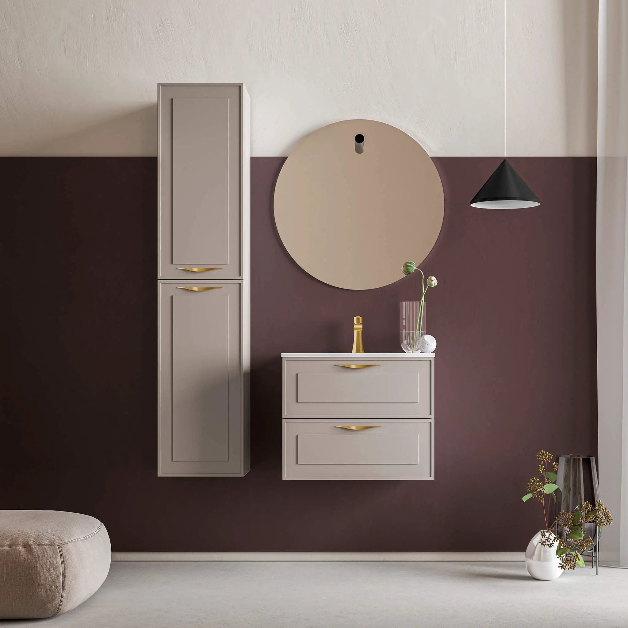 warm grey matte vanity