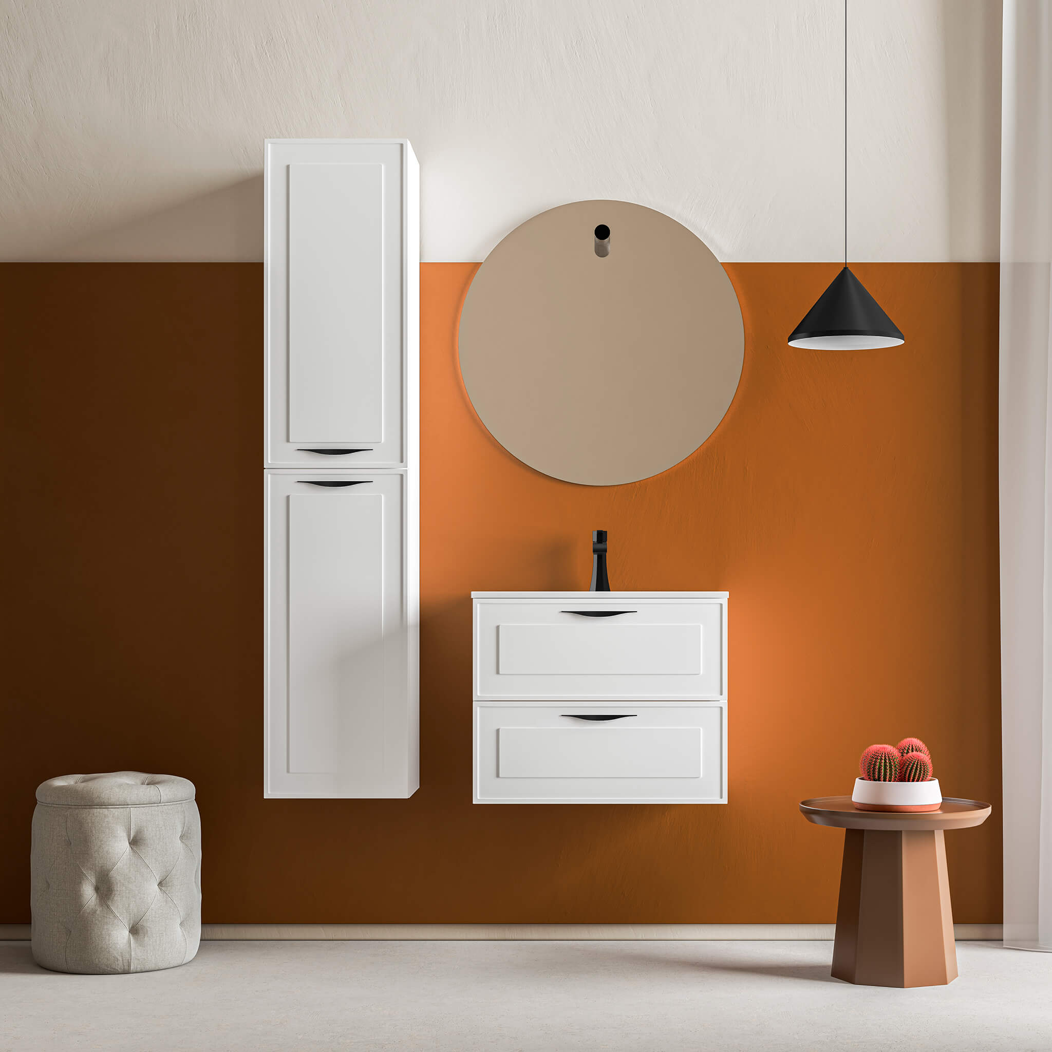 white matte vanity