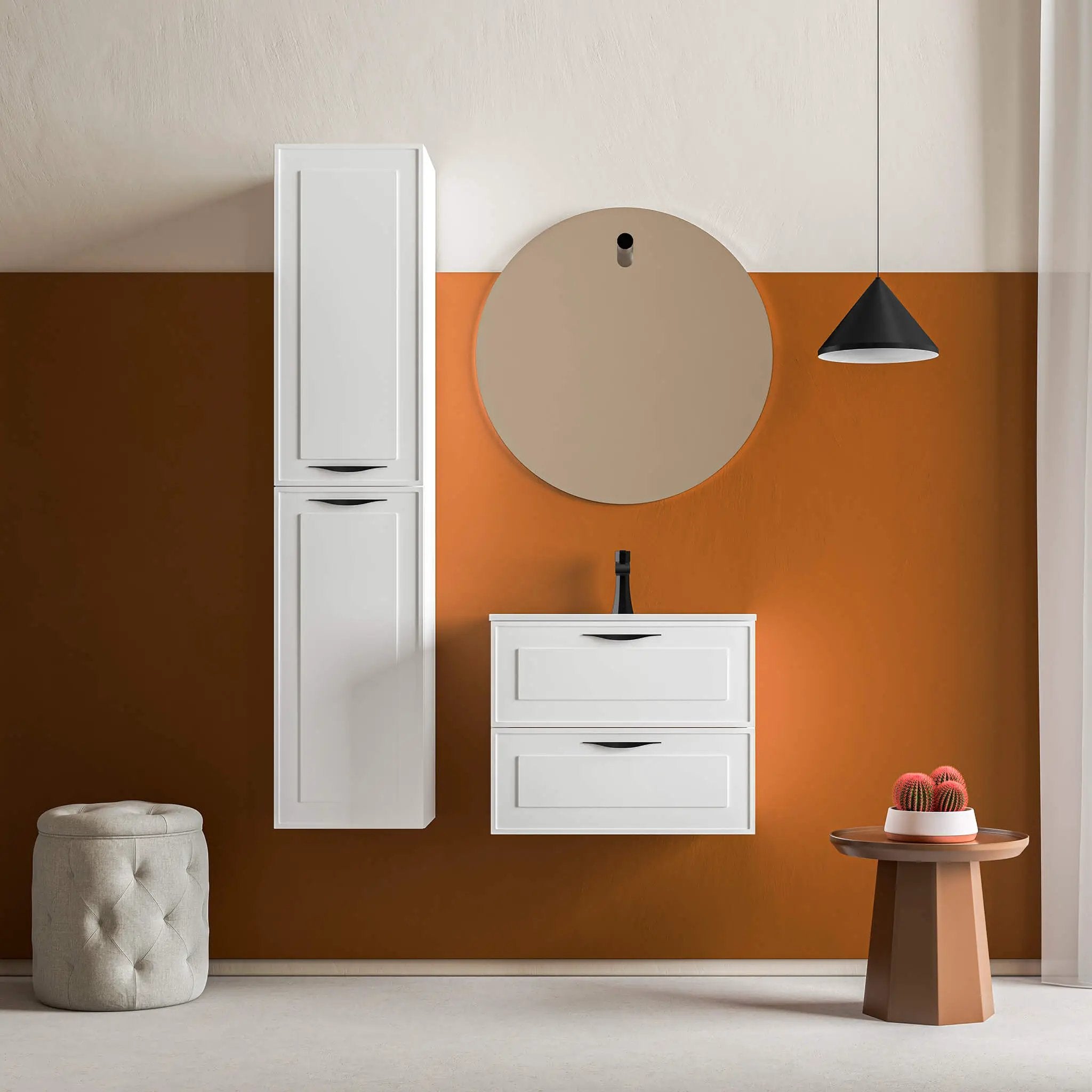 white matte vanity