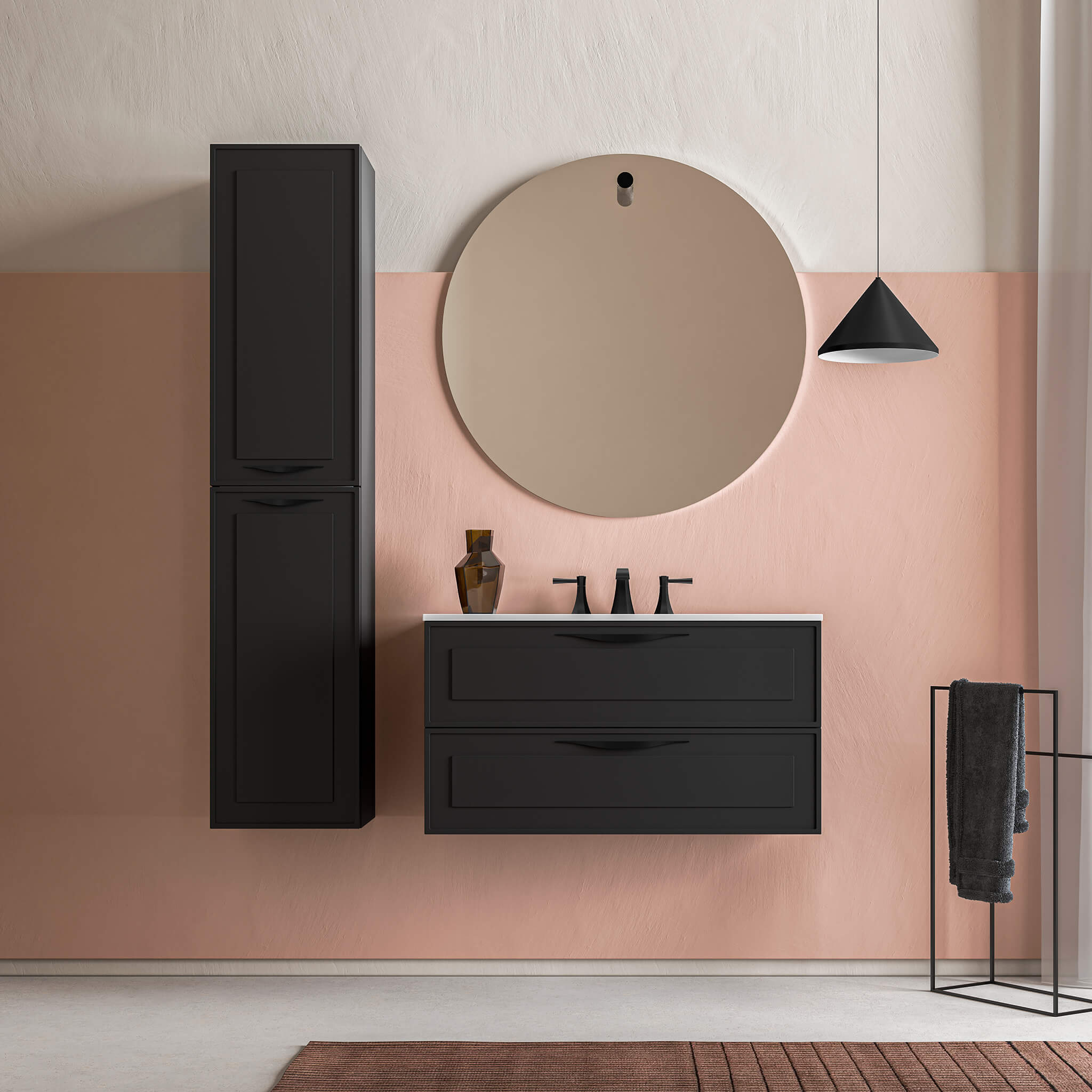 black matte linen cabinet