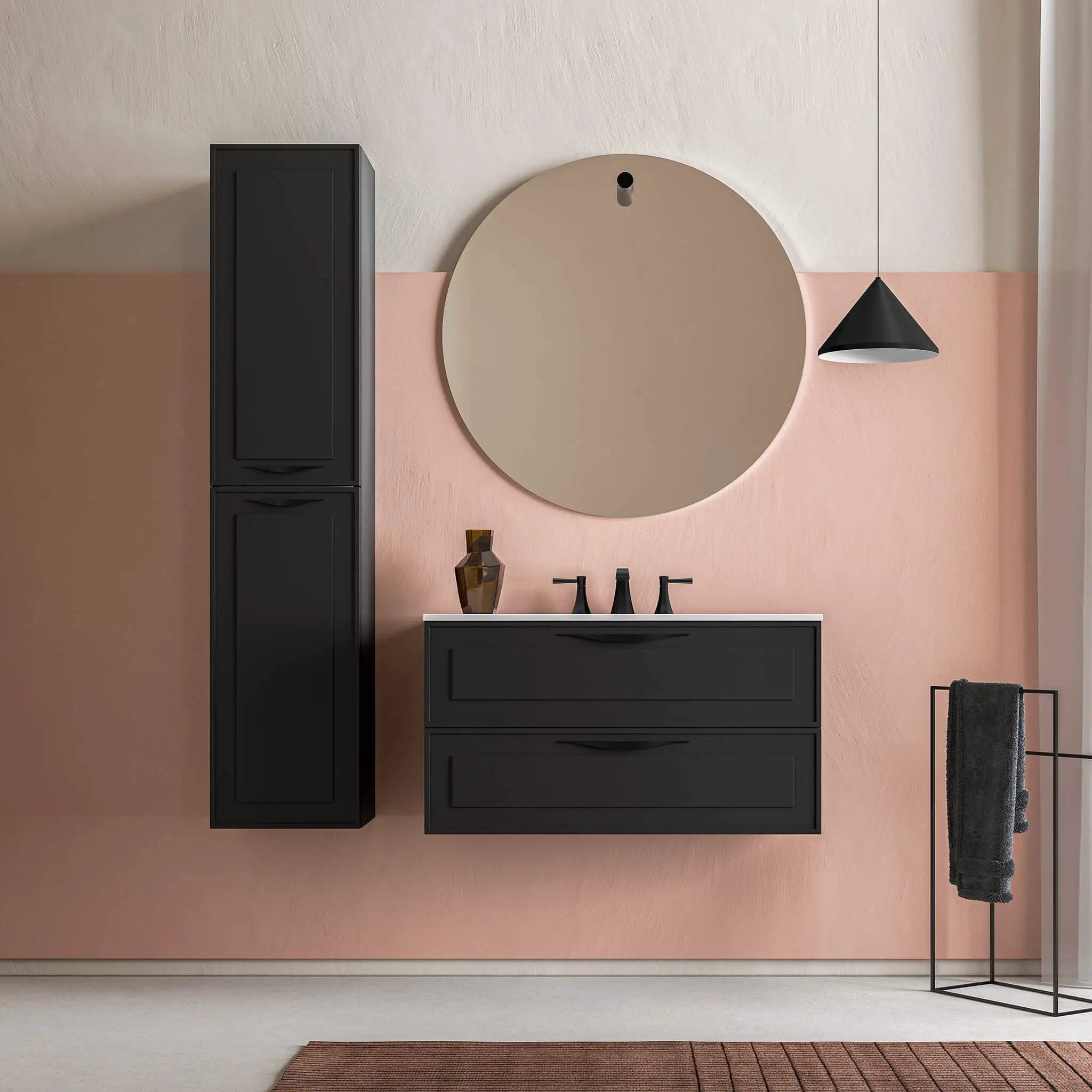 black matte linen cabinet