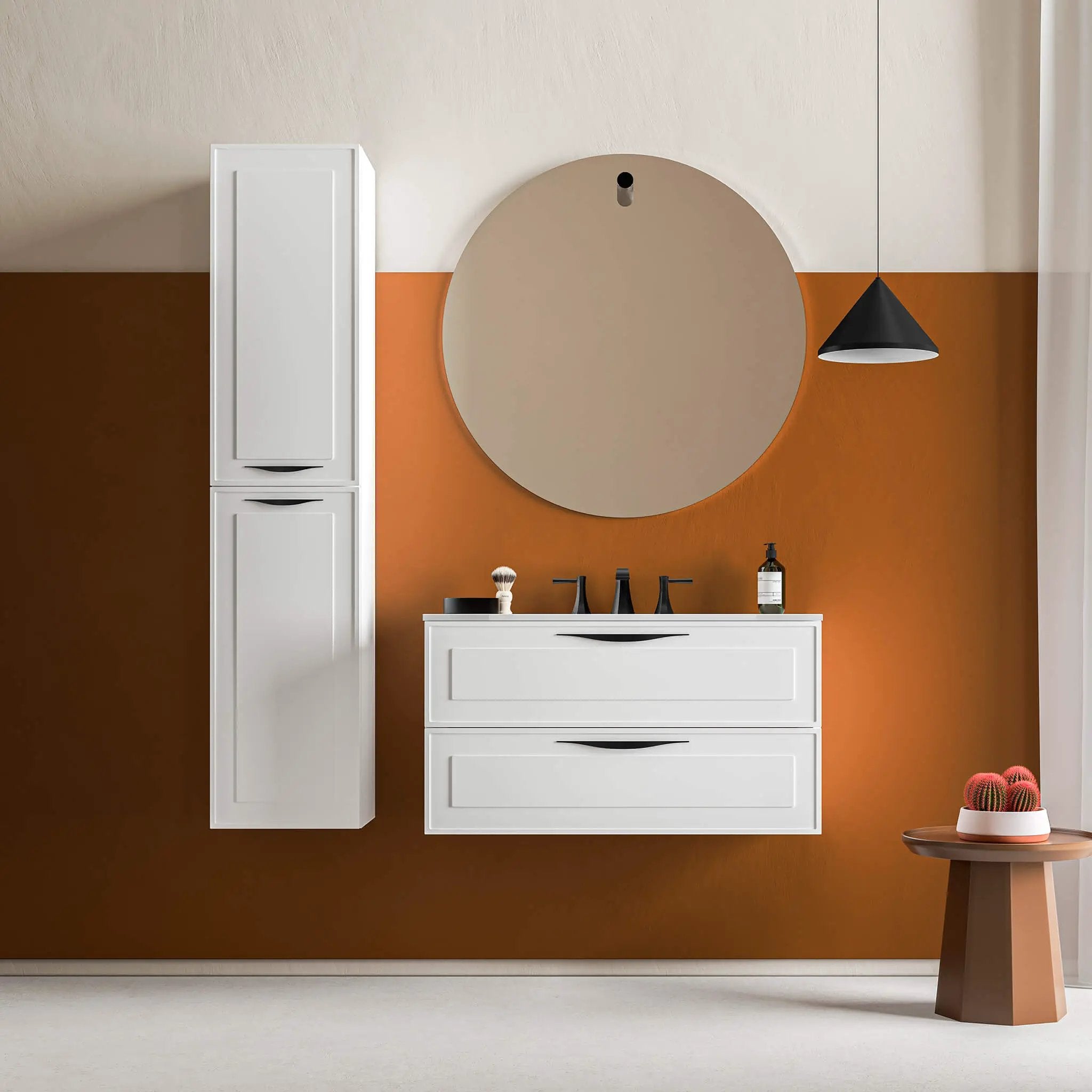 white matte linen cabinet