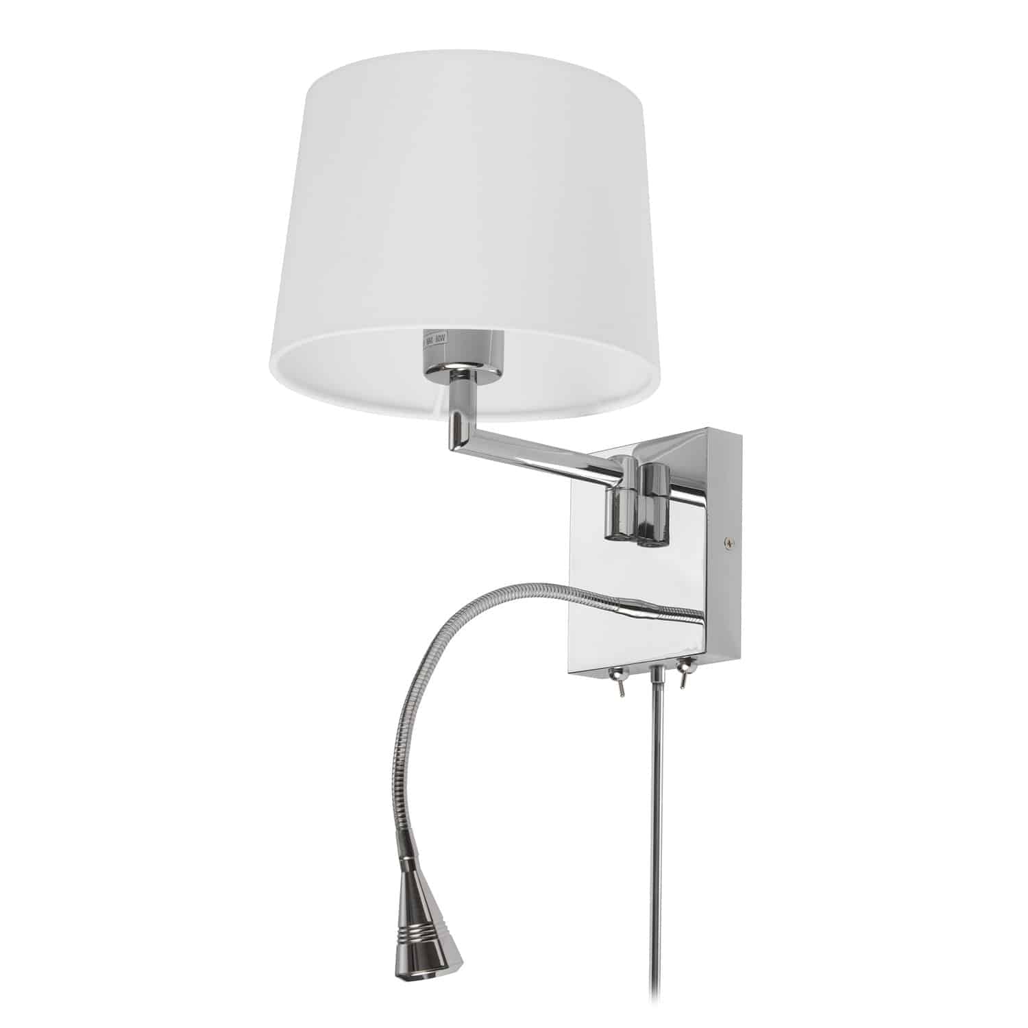 polished chrome with white shade wall sconce