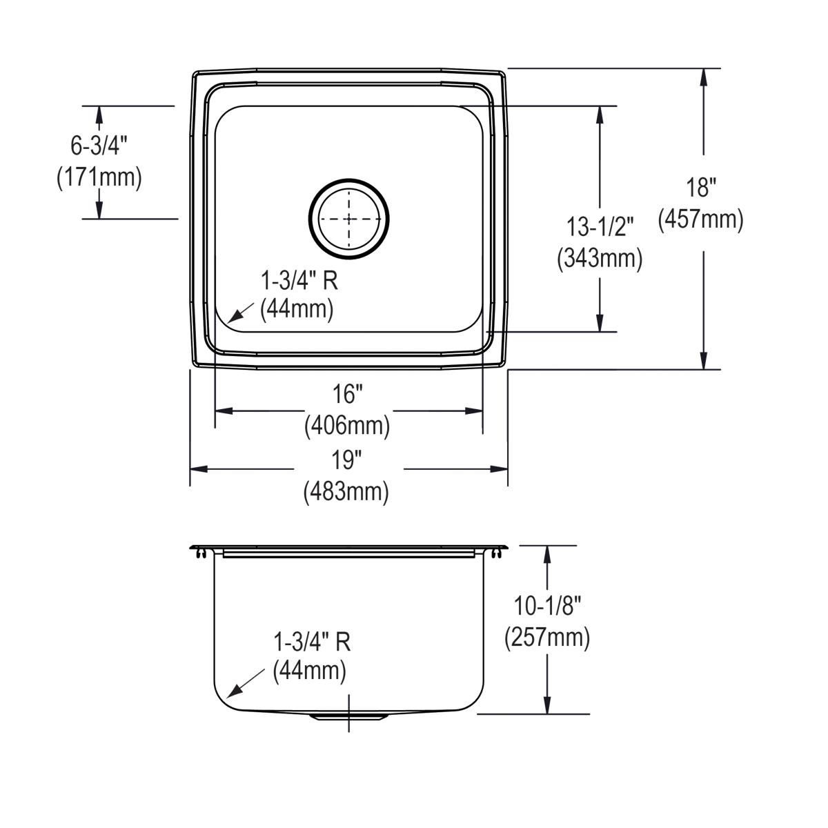 lustrous satin single bowl drop-in bar sink