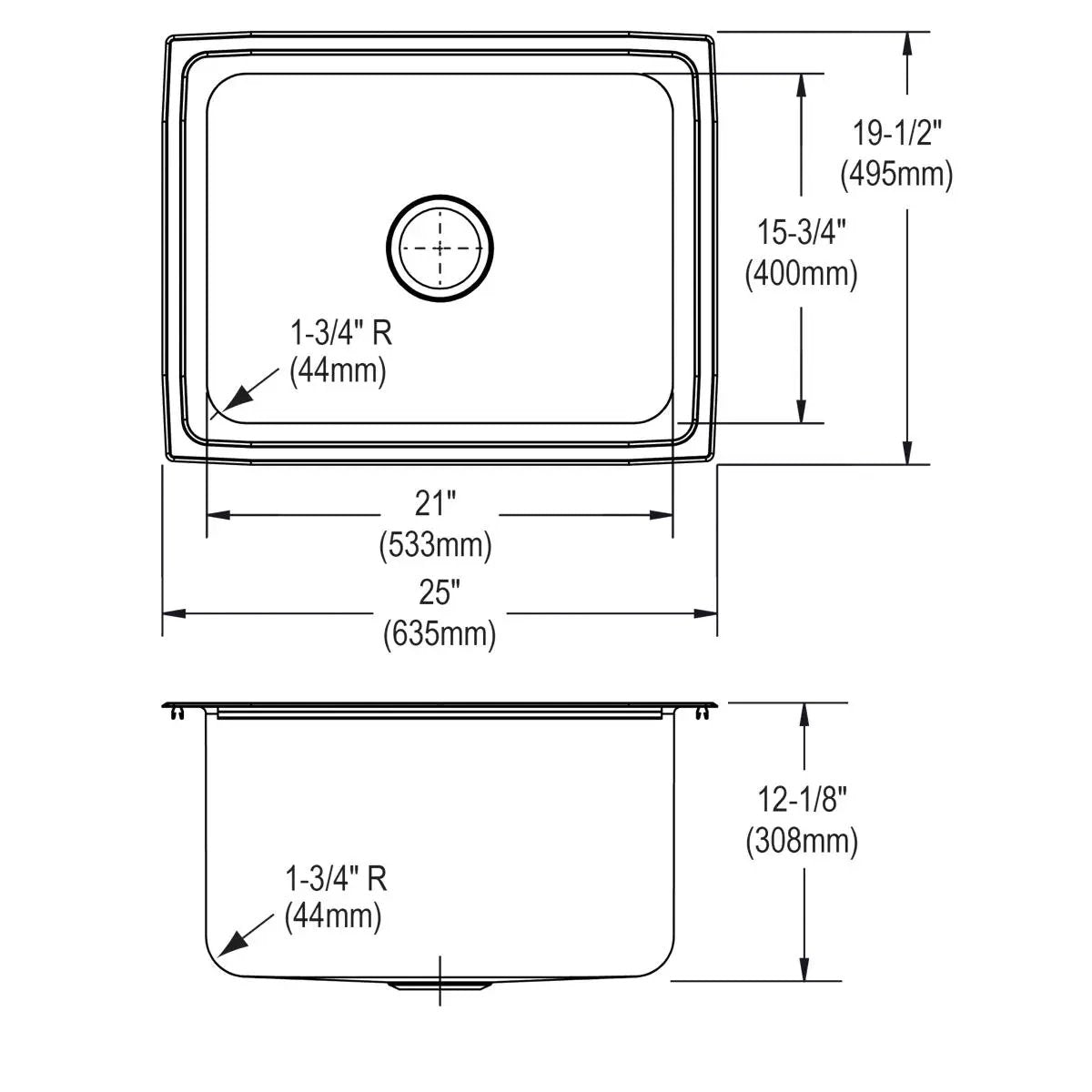 lustrous satin single bowl drop-in sink