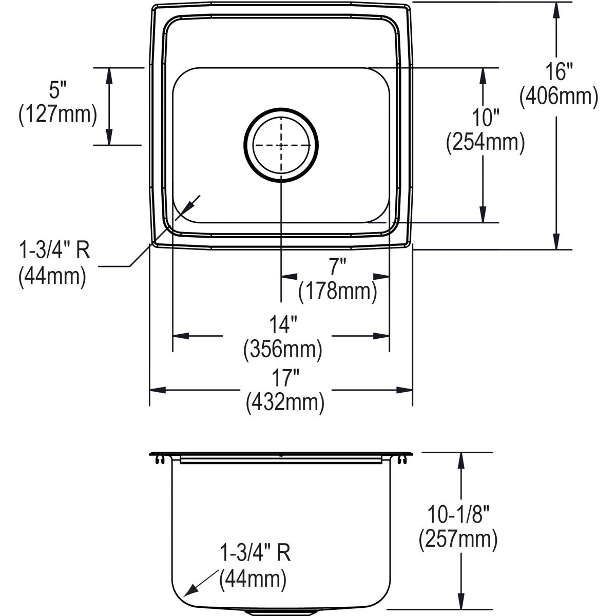 lustertone single bowl drop-in sink