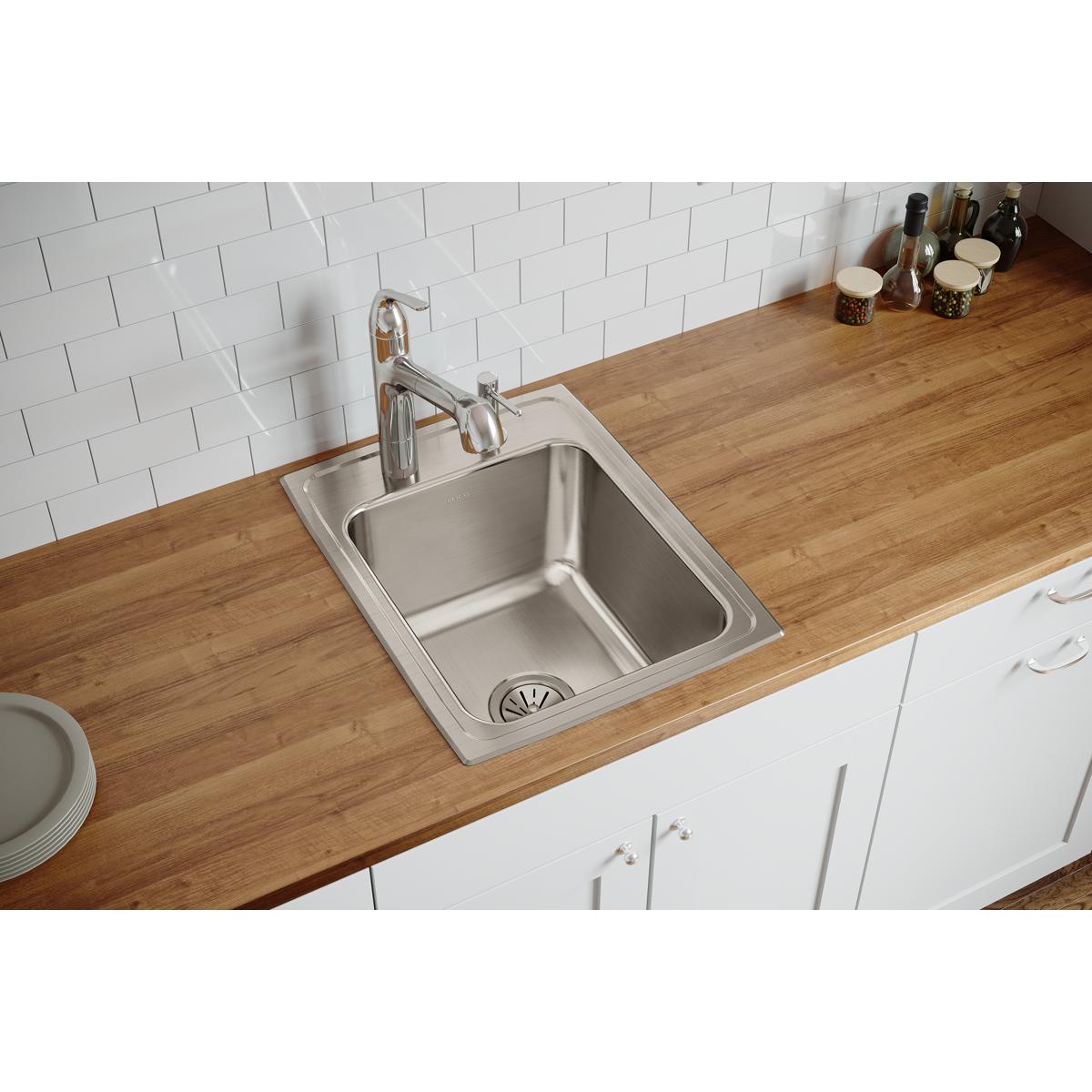 lustrous satin single bowl drop-in sink