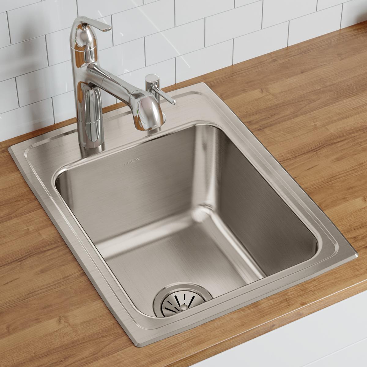 lustrous satin single bowl drop-in sink