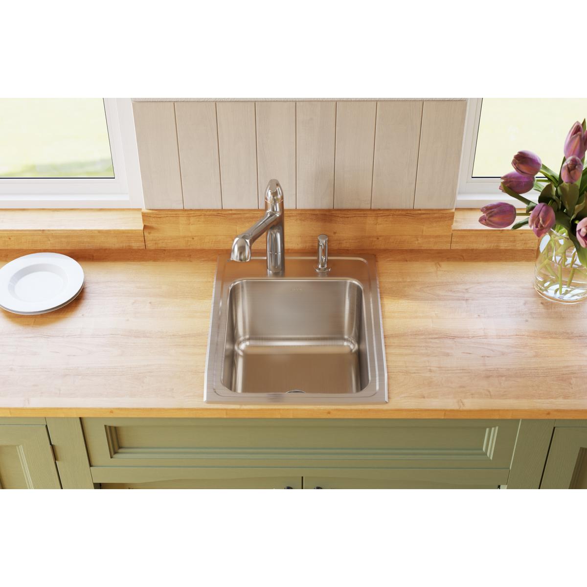 lustrous satin single bowl drop-in sink