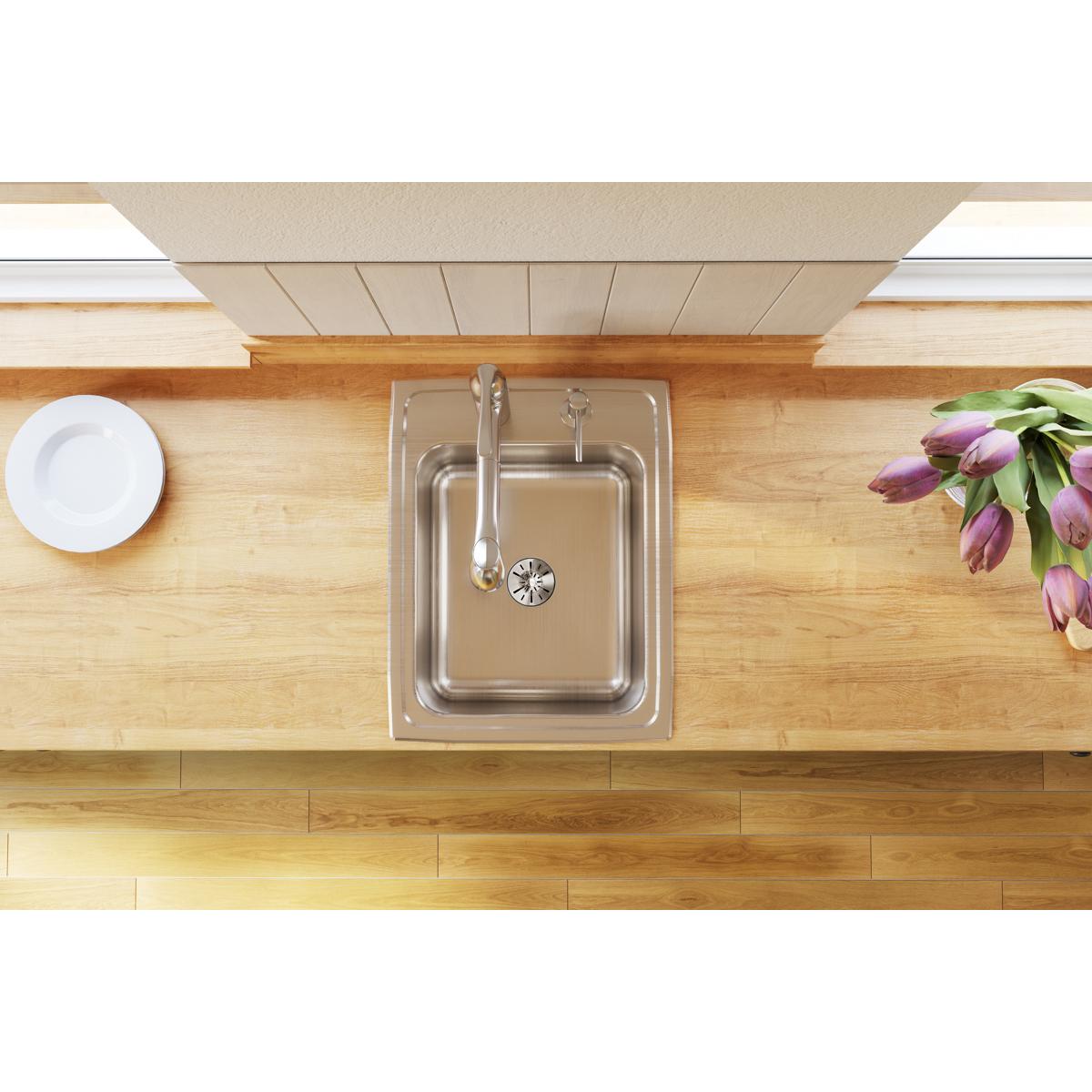 lustrous satin single bowl drop-in sink