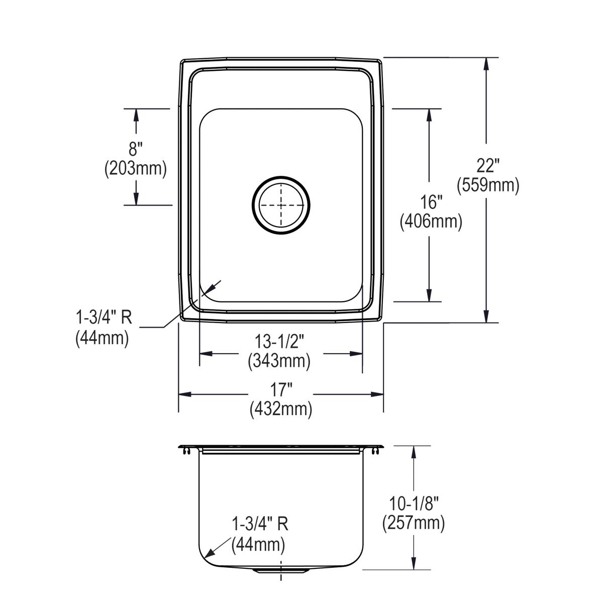 lustrous satin single bowl drop-in sink