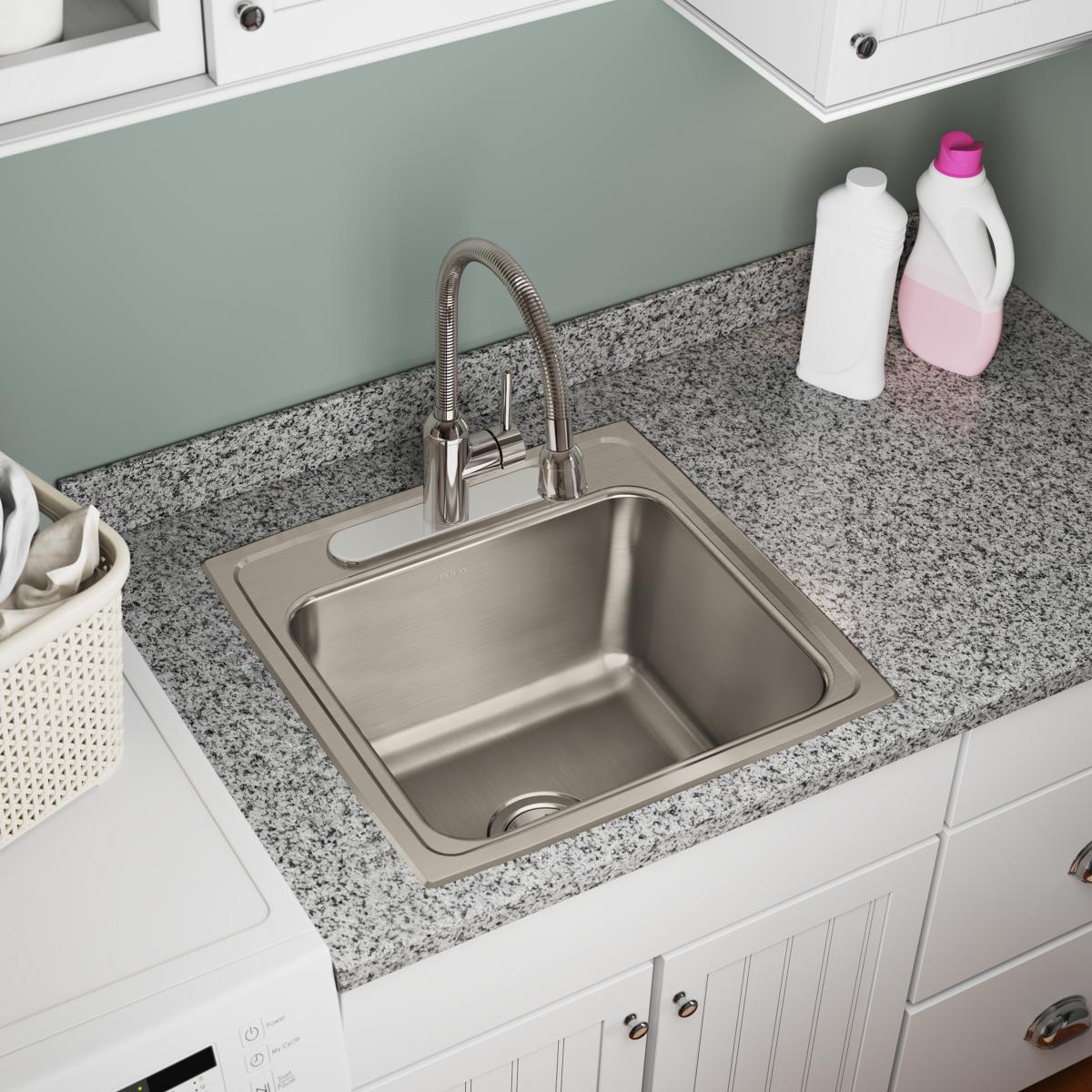 lustrous satin single bowl drop-in laundry sink