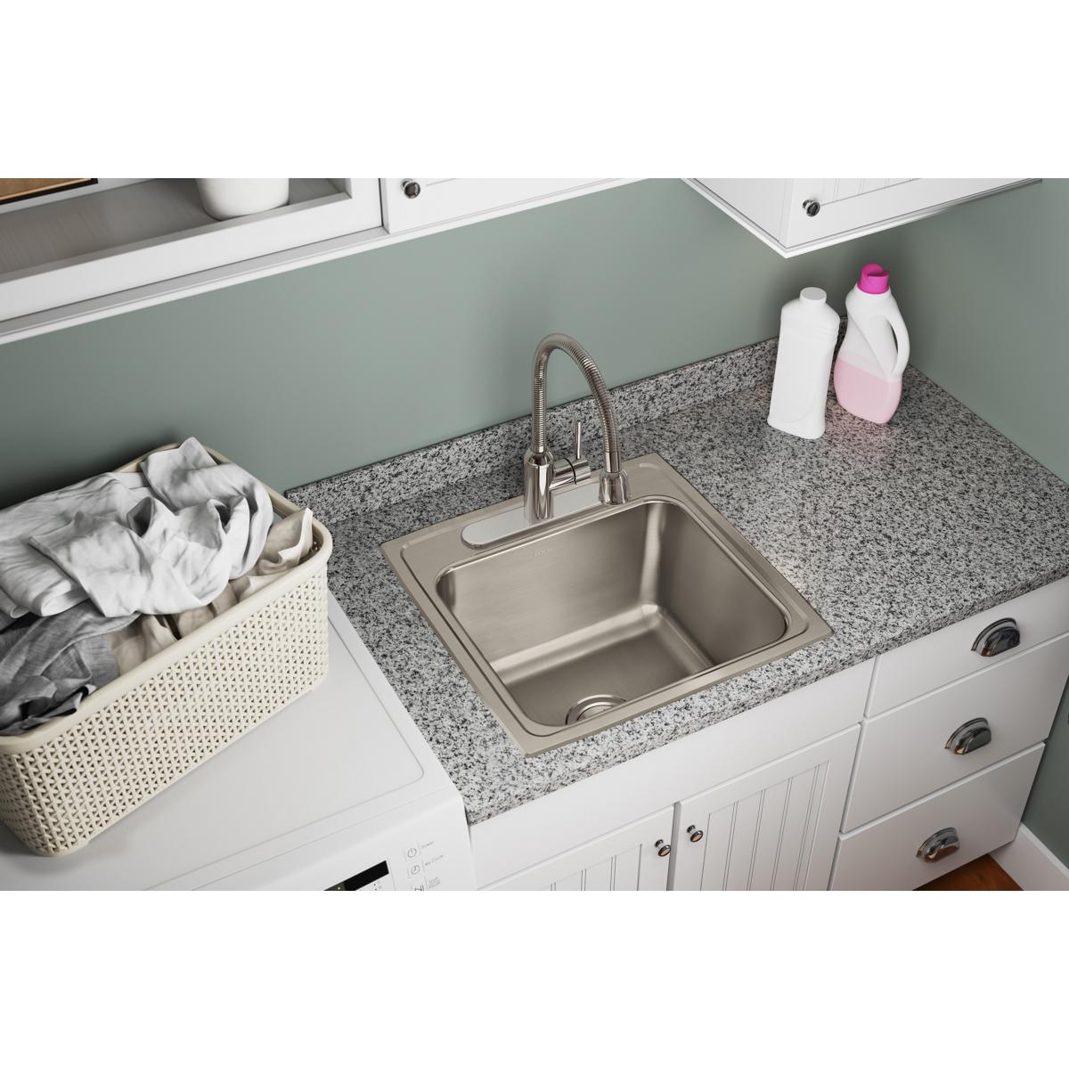 lustrous satin single bowl drop-in laundry sink
