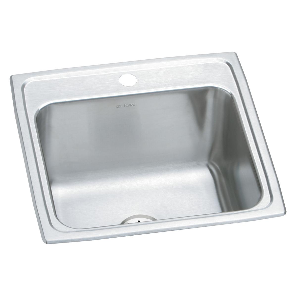 Elkay Lustertone Classic 19-1/2" x 19" x 10-1/8" Single Bowl Drop-in Laundry Sink w/Perfect Drain