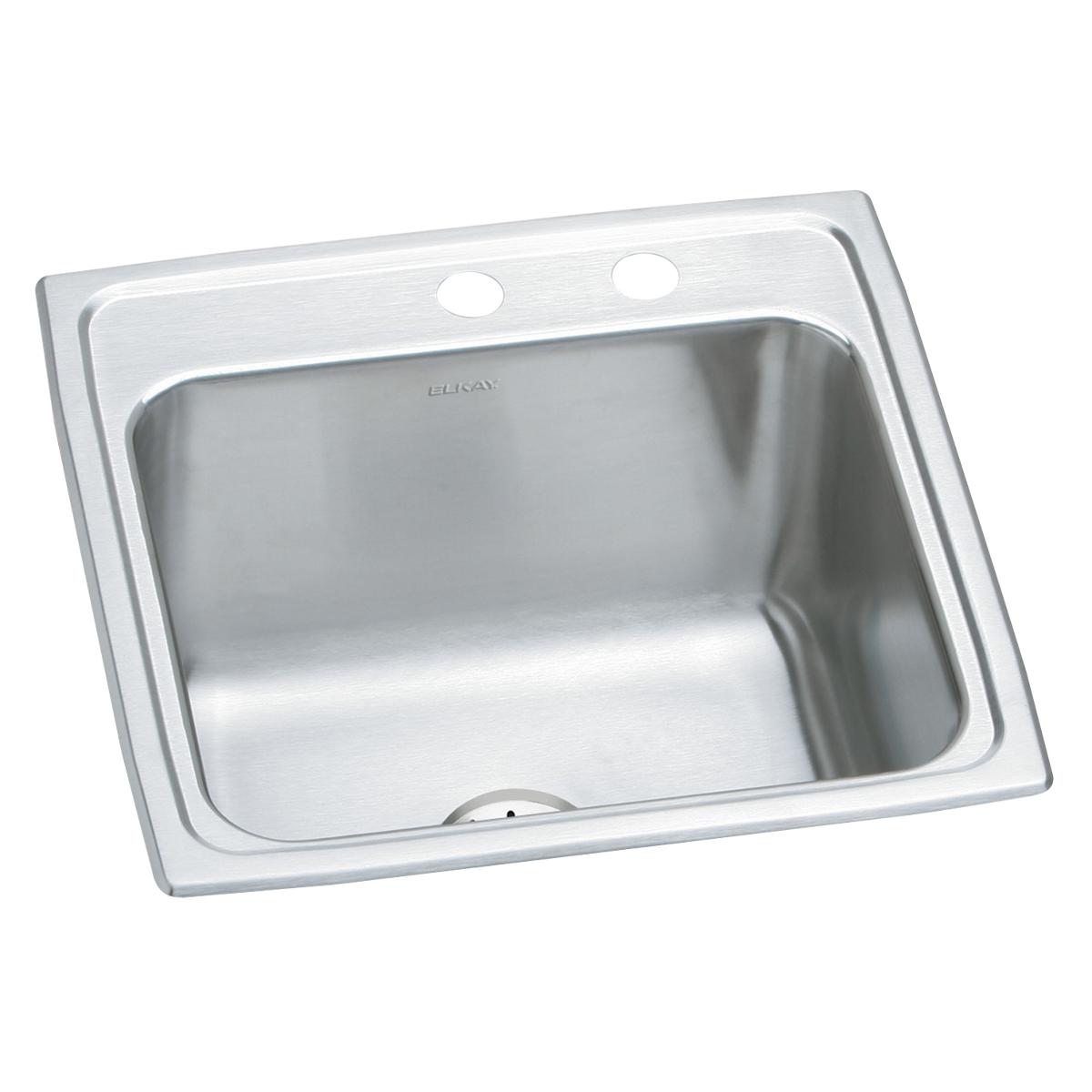 Elkay Lustertone Classic 19-1/2" x 19" x 10-1/8" MR2-Hole Single Bowl Drop-in Laundry Sink w/Perfect Drain