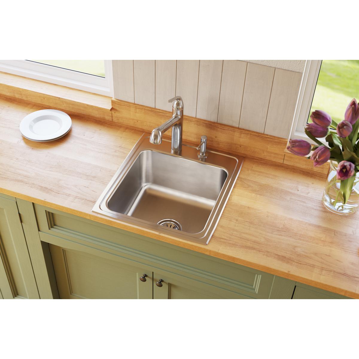 lustrous satin single bowl drop-in sink