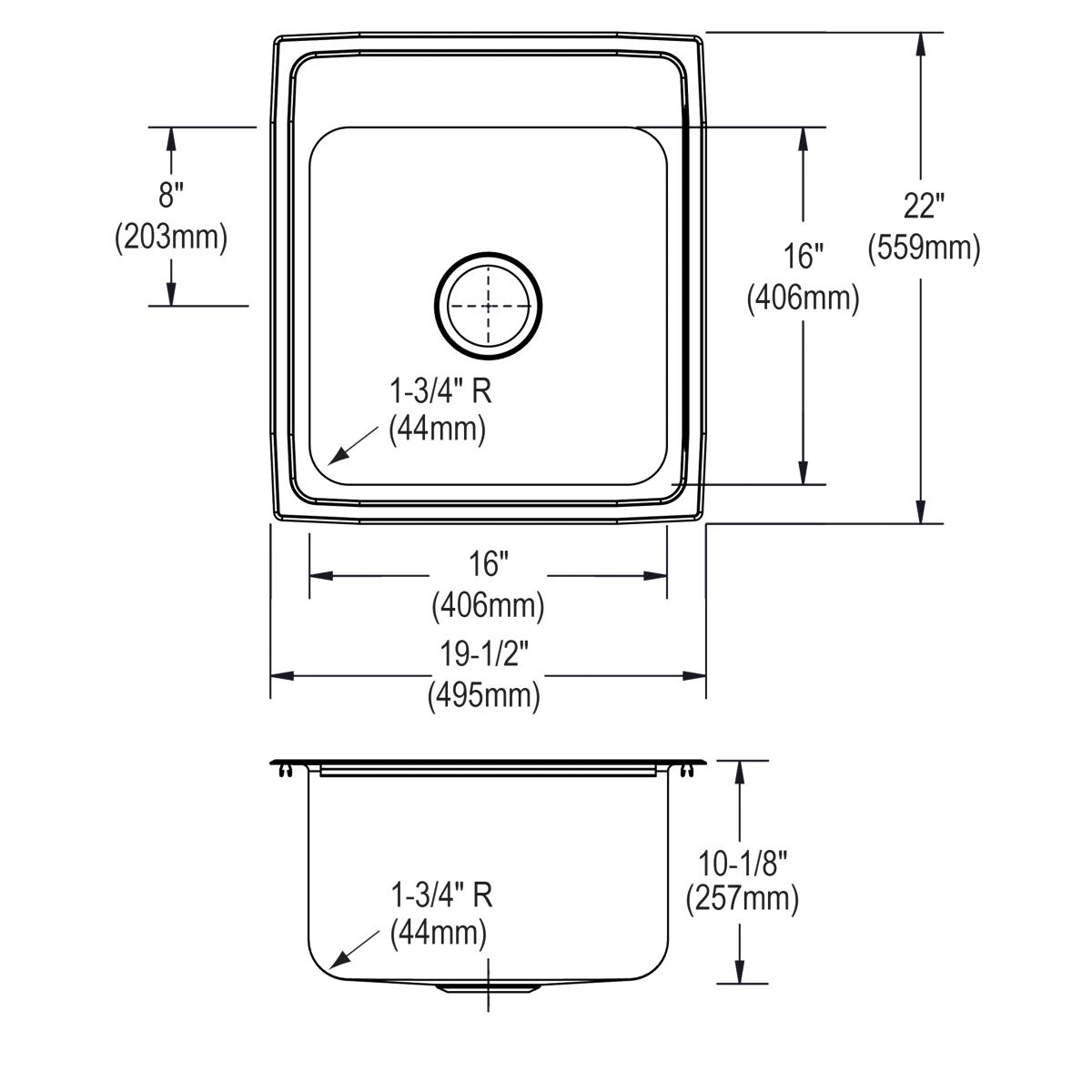 lustrous satin single bowl drop-in sink