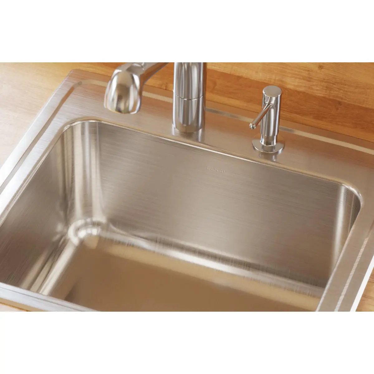 lustrous satin single bowl drop-in sink