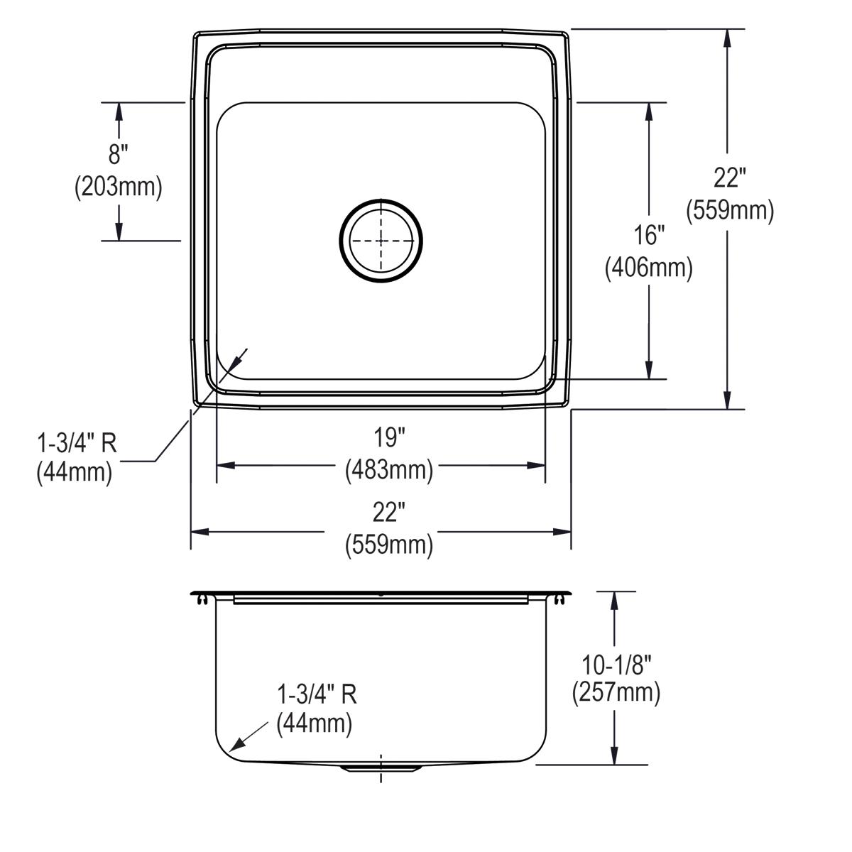 lustrous satin single bowl drop-in sink