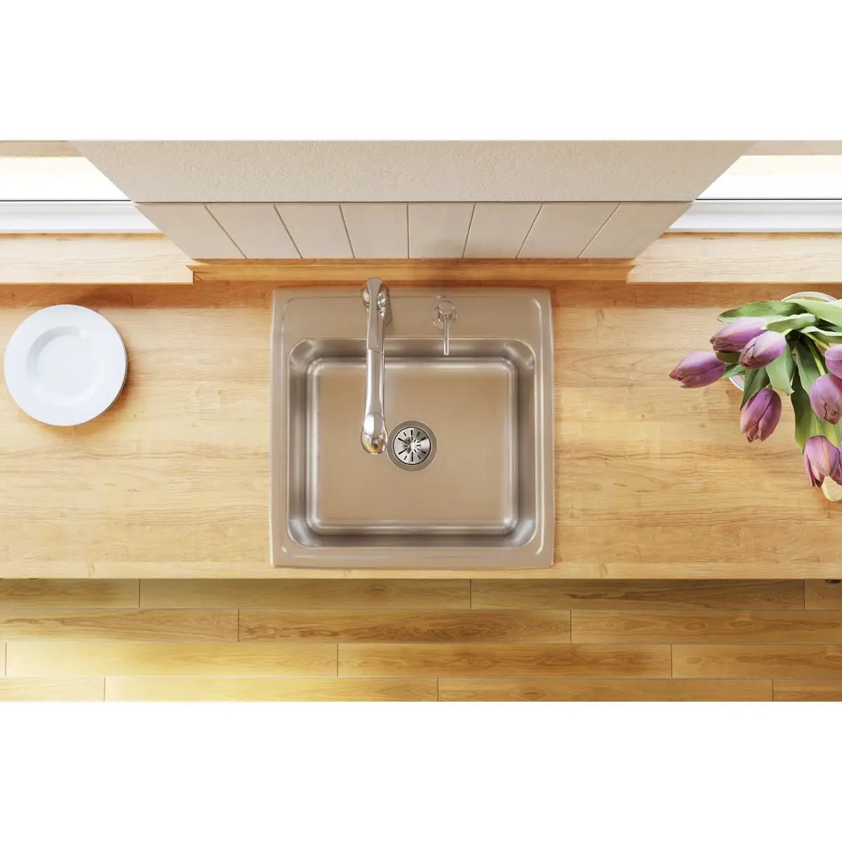 lustrous satin single bowl drop-in sink